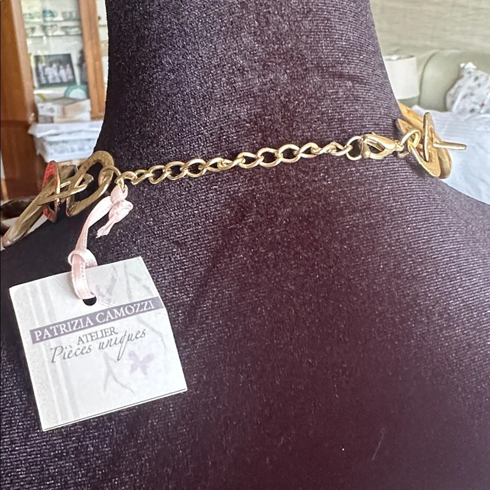 Elegant Brown and Cream Chain Link Scarf Necklace